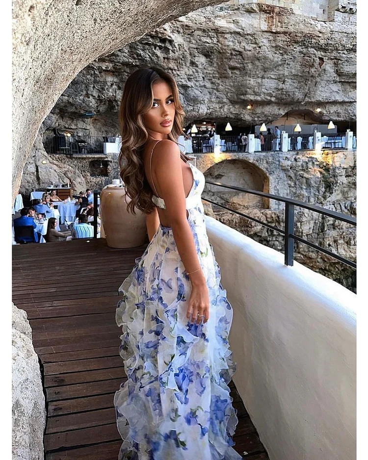 Mikayla | Floral Ruffle Maxi Slip Dress
