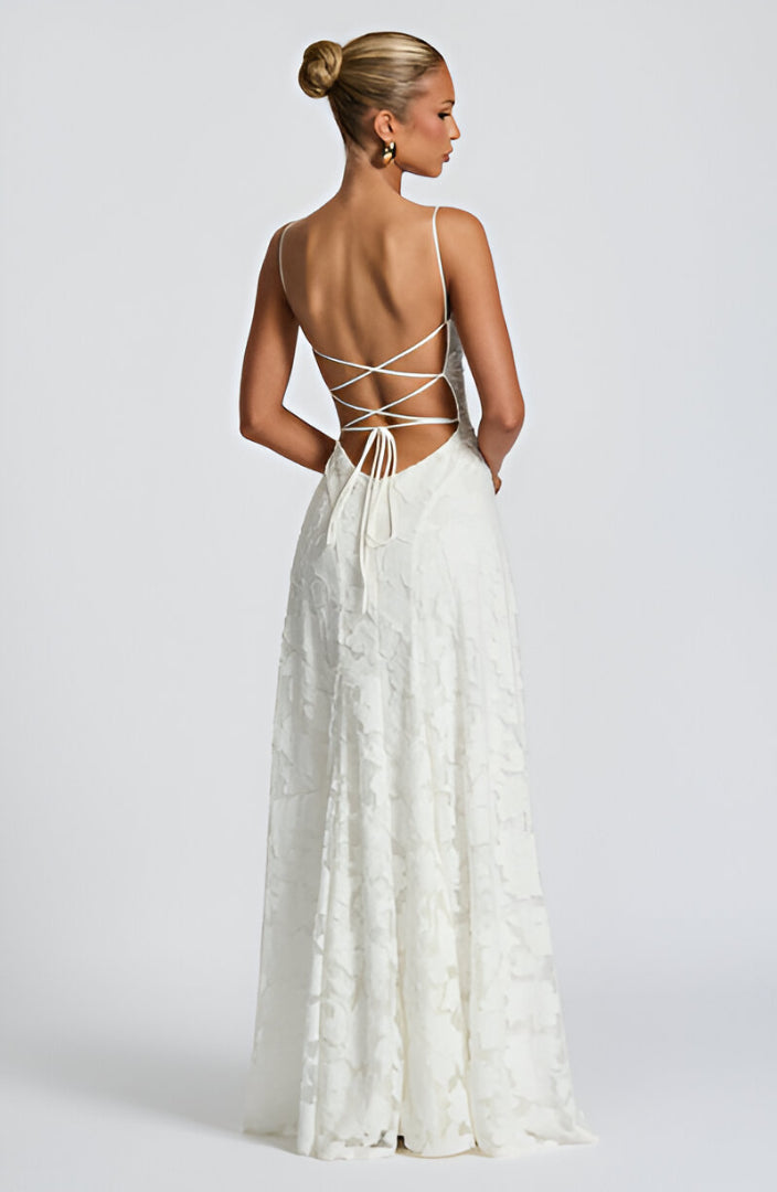 Alona | Floral Textured Strappy Maxi Dress