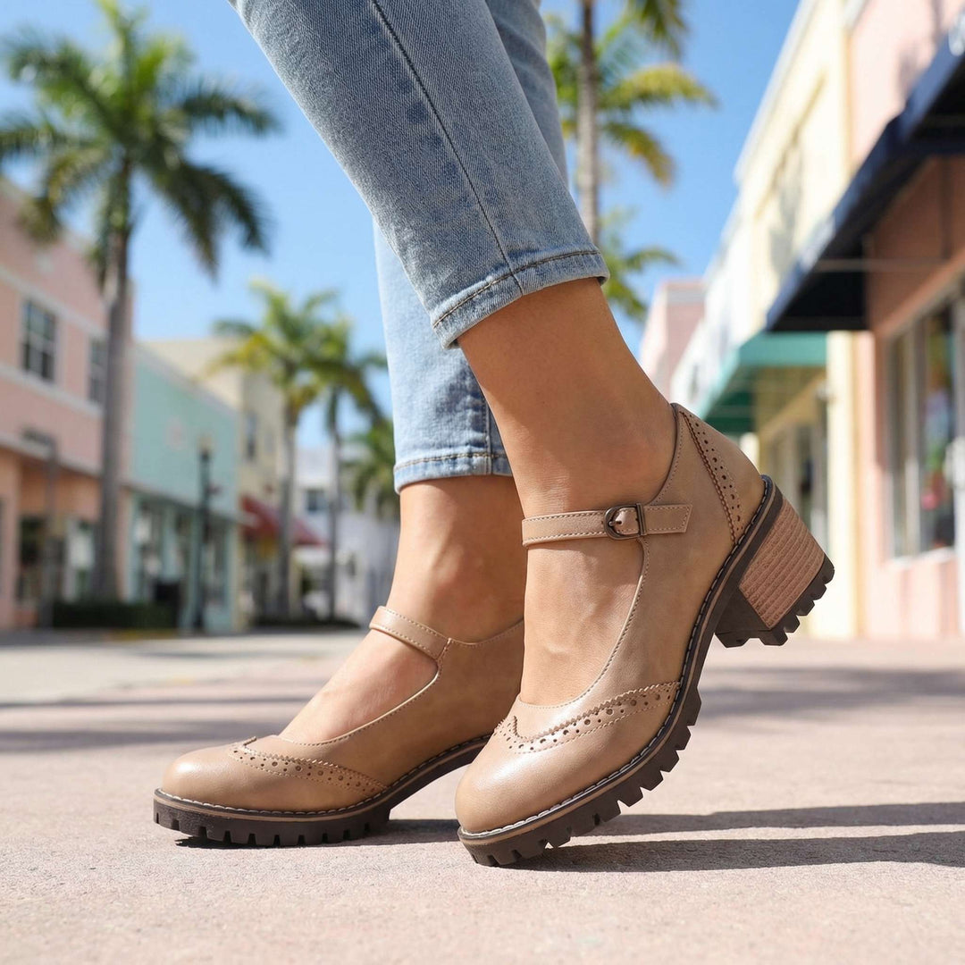 Bahar | Mary Jane T Strap Block Heel Shoes