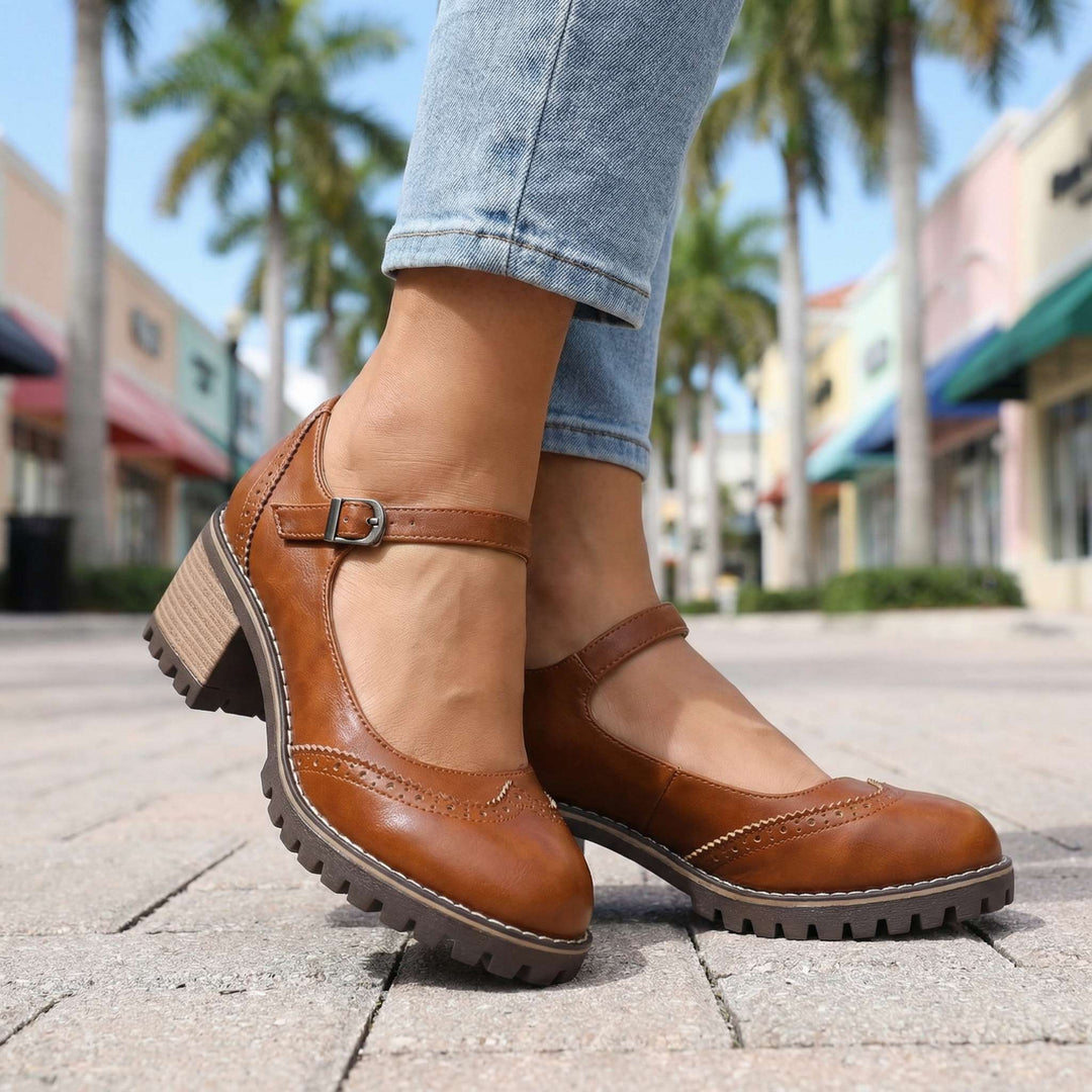 Bahar | Mary Jane T Strap Block Heel Shoes