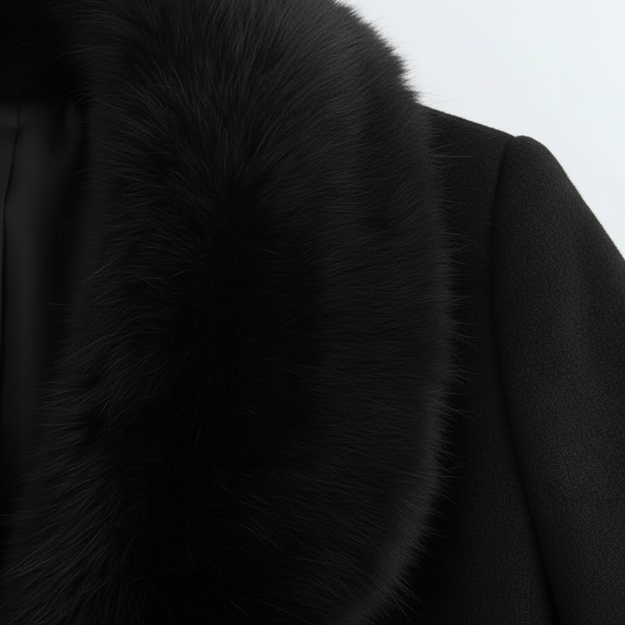 Sallie | Long Belted Coat with Plush Collar