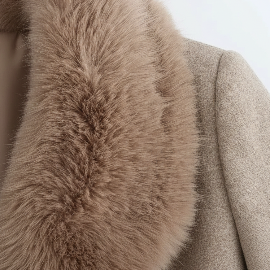 Sallie | Long Belted Coat with Plush Collar