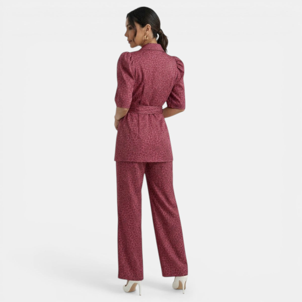 Marjon | Pantsuit with Puff Sleeves and Tie Waist