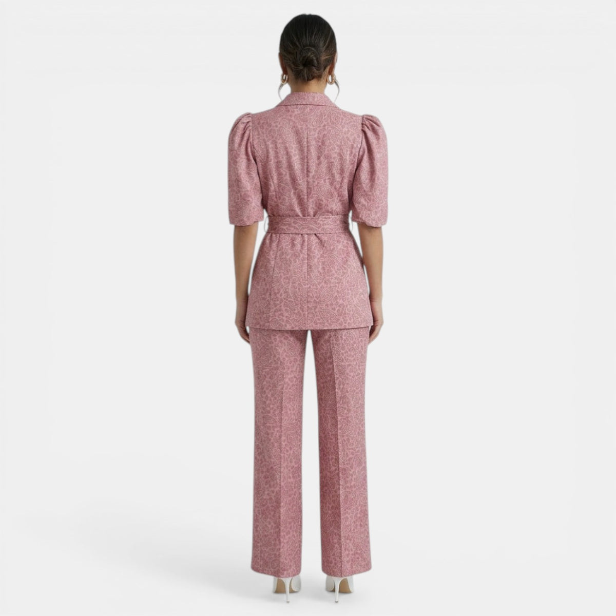 Marjon | Pantsuit with Puff Sleeves and Tie Waist