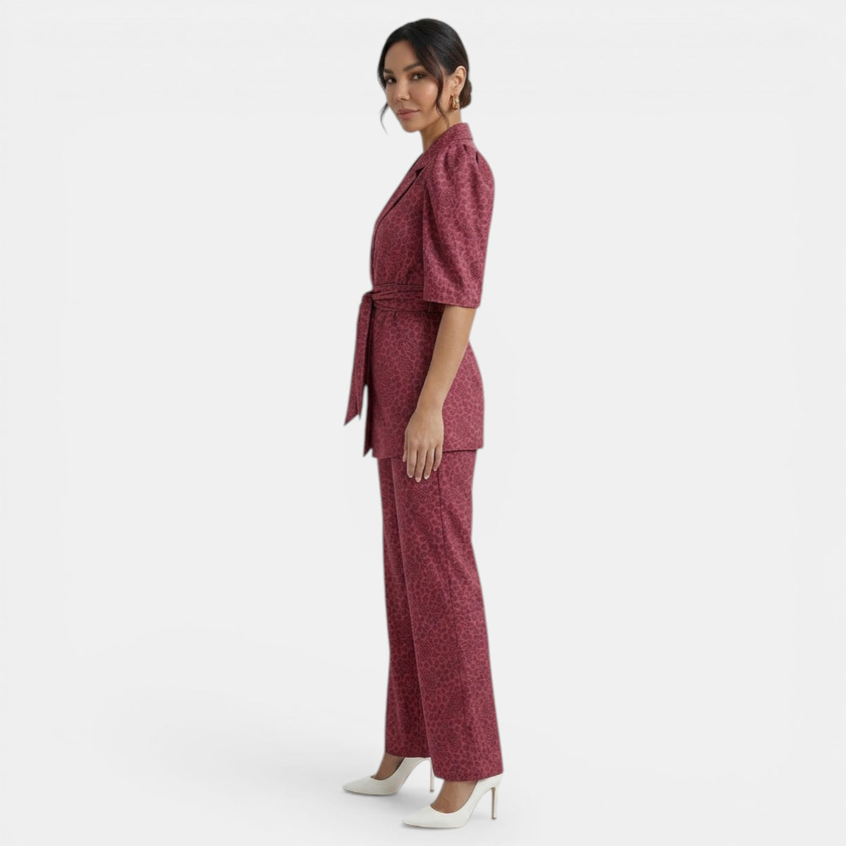 Marjon | Pantsuit with Puff Sleeves and Tie Waist