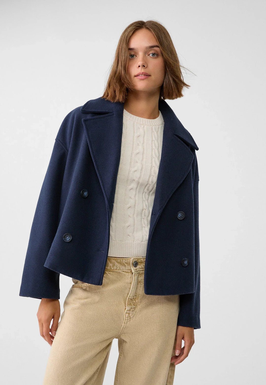 Lorraine | Double-Breasted Cropped Jacket with Lapels