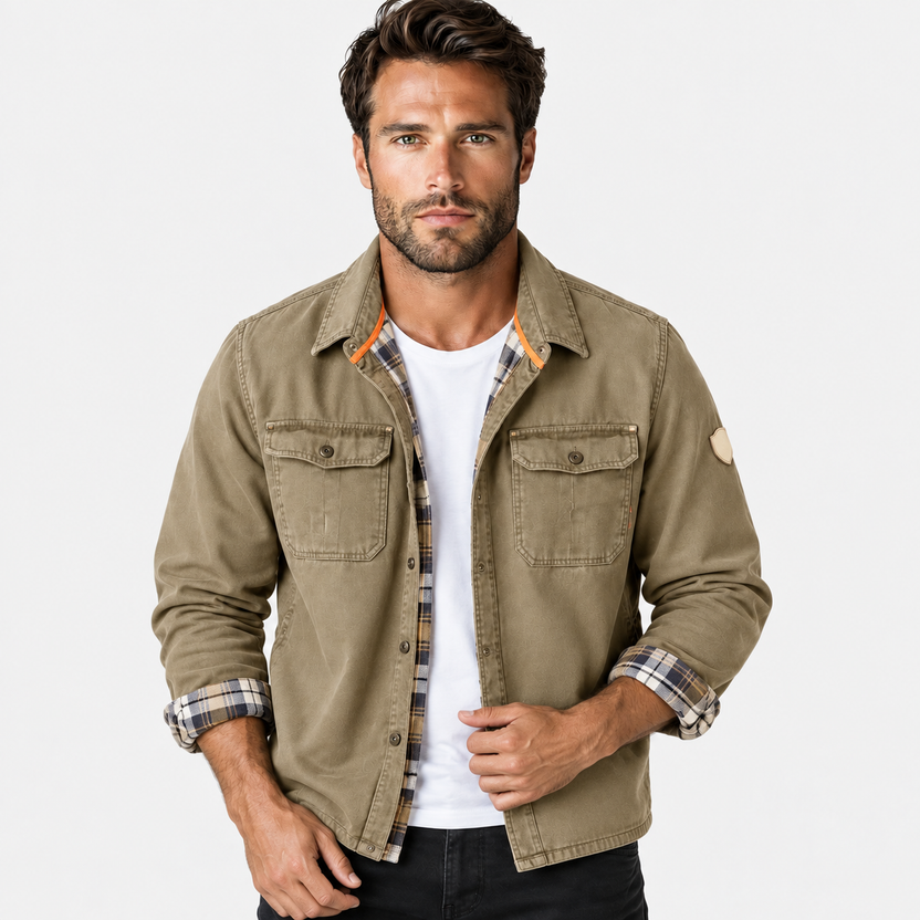 Flynn | Jacket with Flap Pockets and Plaid Cuffs