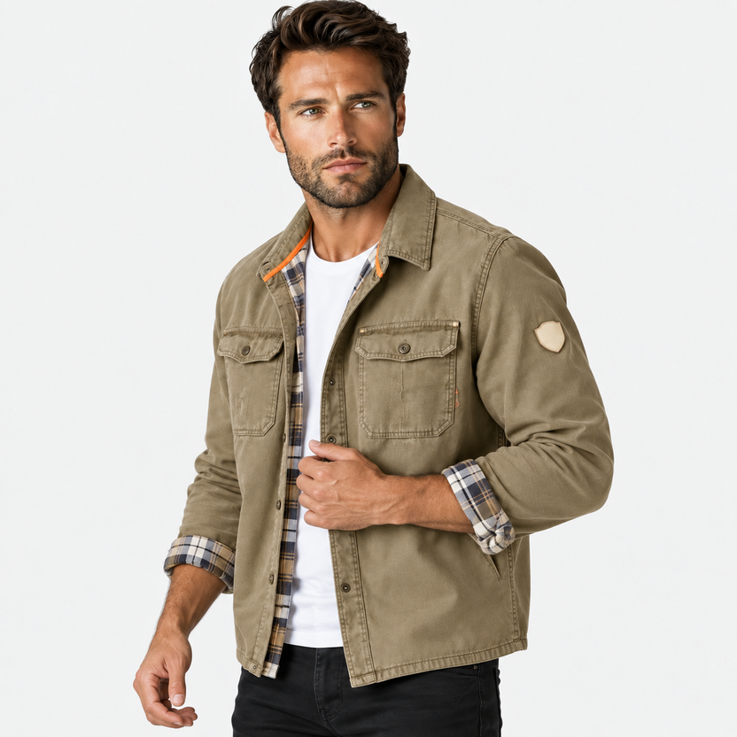 Flynn | Jacket with Flap Pockets and Plaid Cuffs