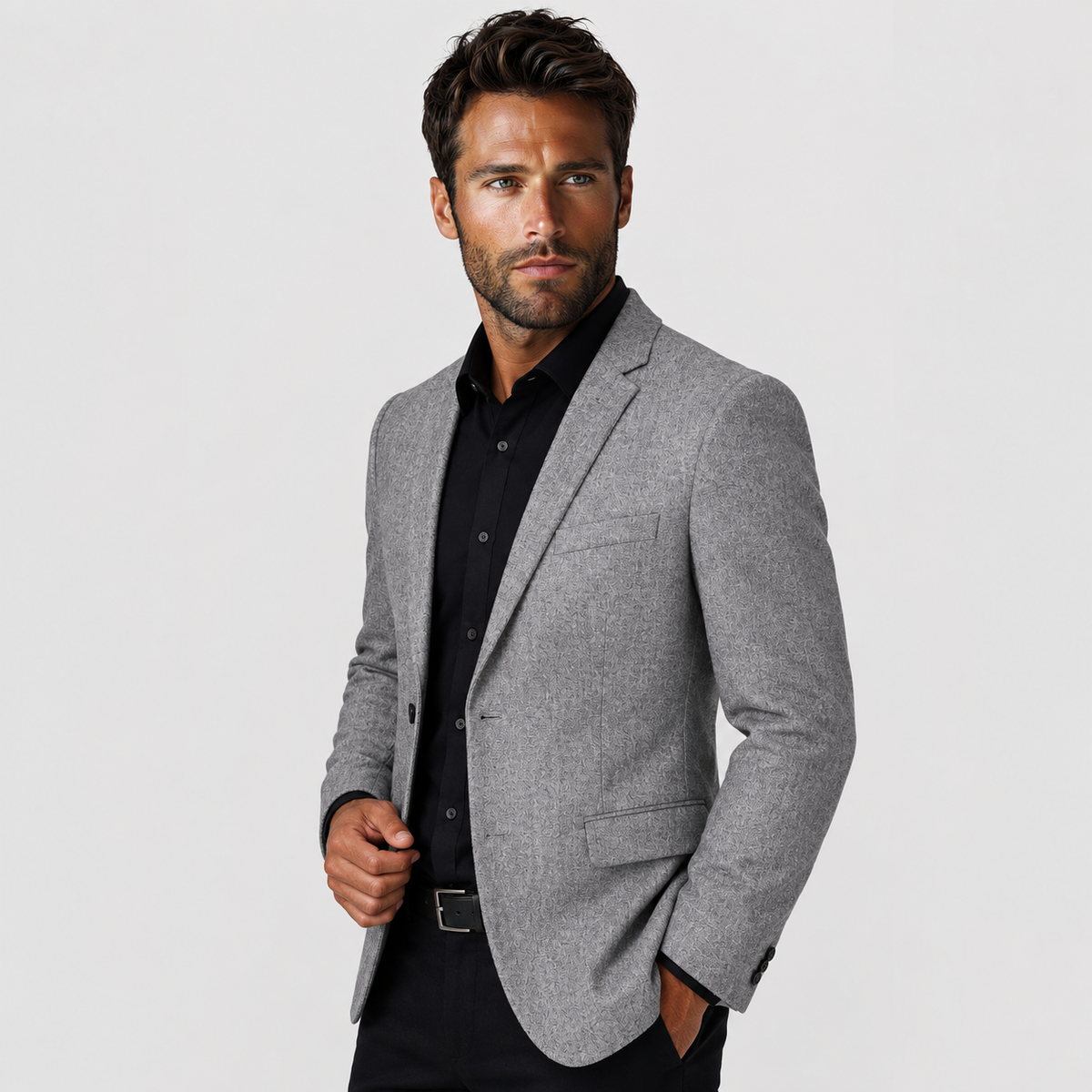 Odilon | Blazer with Notched Lapels and Textured Pattern