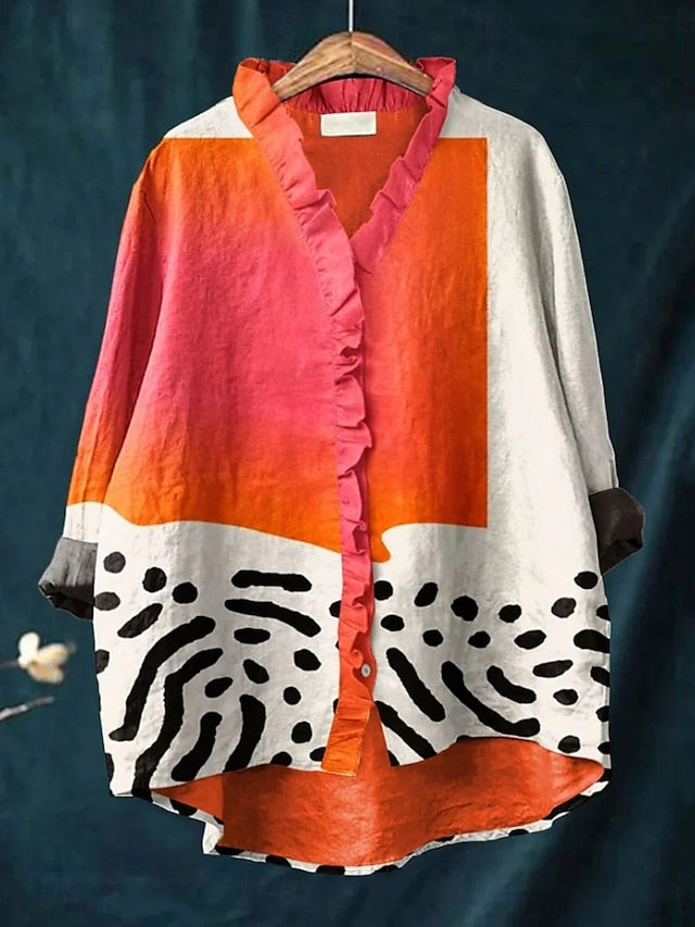 Calysta | Long Sleeve Colour Block Blouse