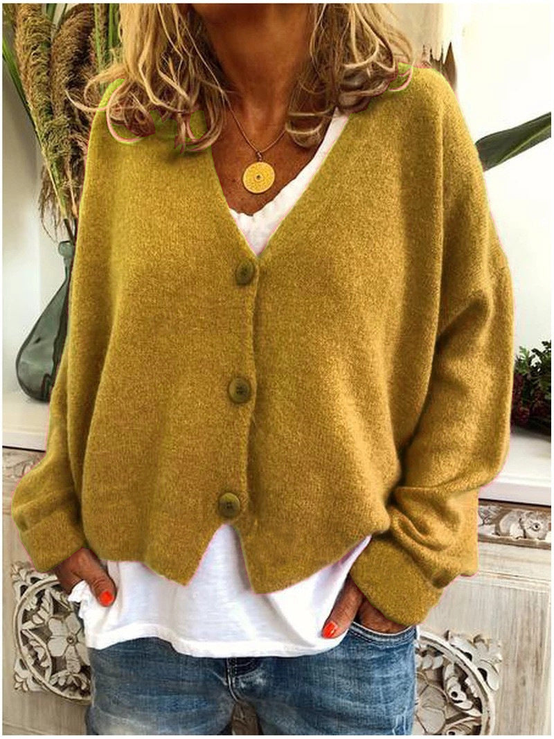 Monique | Button-Front V-Neck Knitted Cardigan