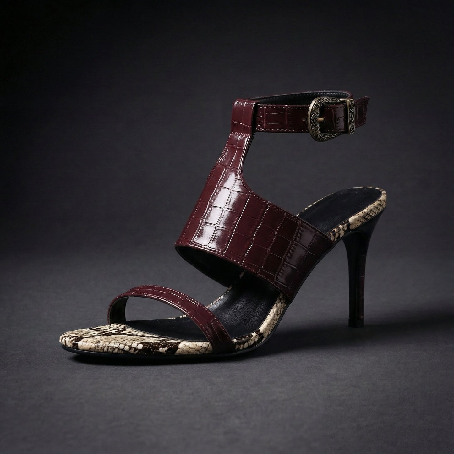 Lelani | Heeled Sandals With Croc-Effect Strap