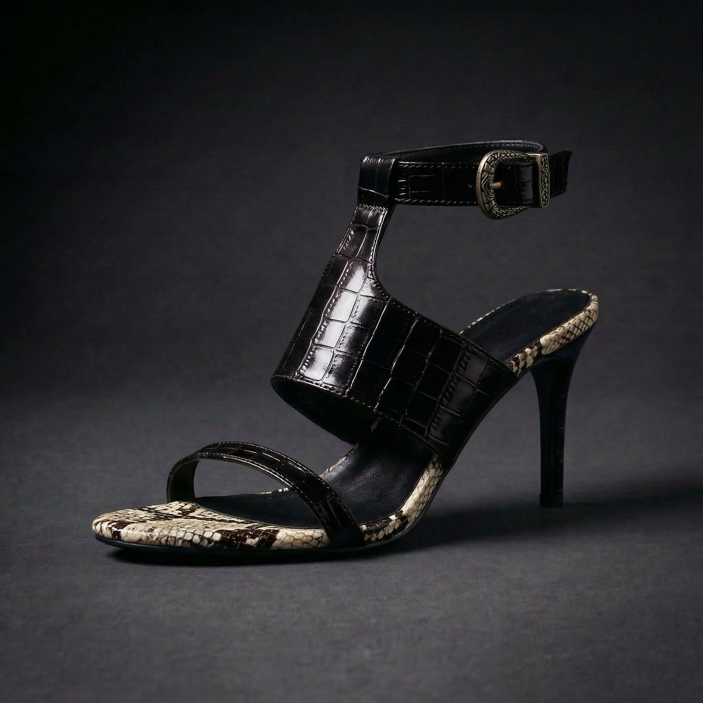 Lelani | Heeled Sandals With Croc-Effect Strap