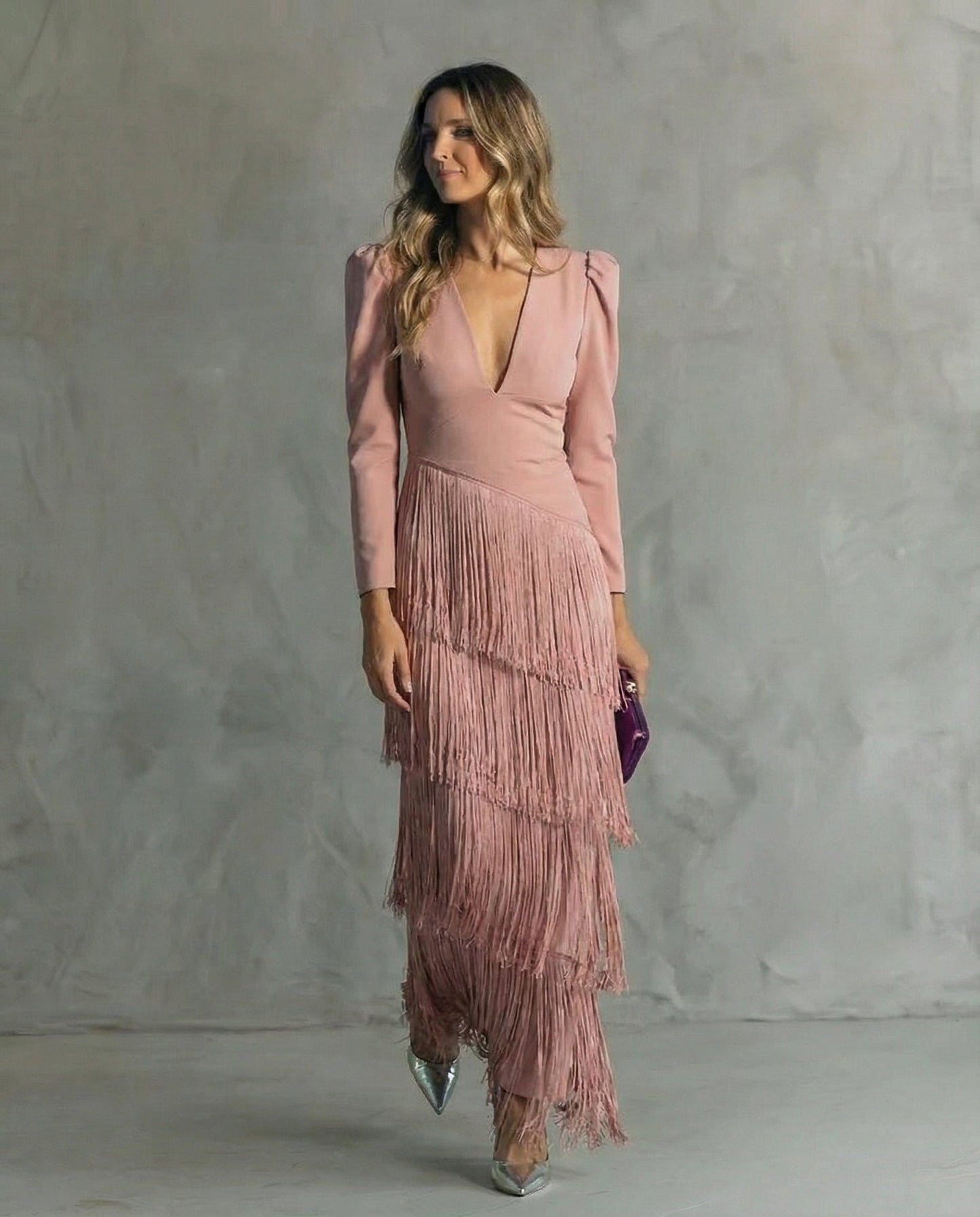 Nipuni  | Fringe Tassel V Neck Maxi Dress