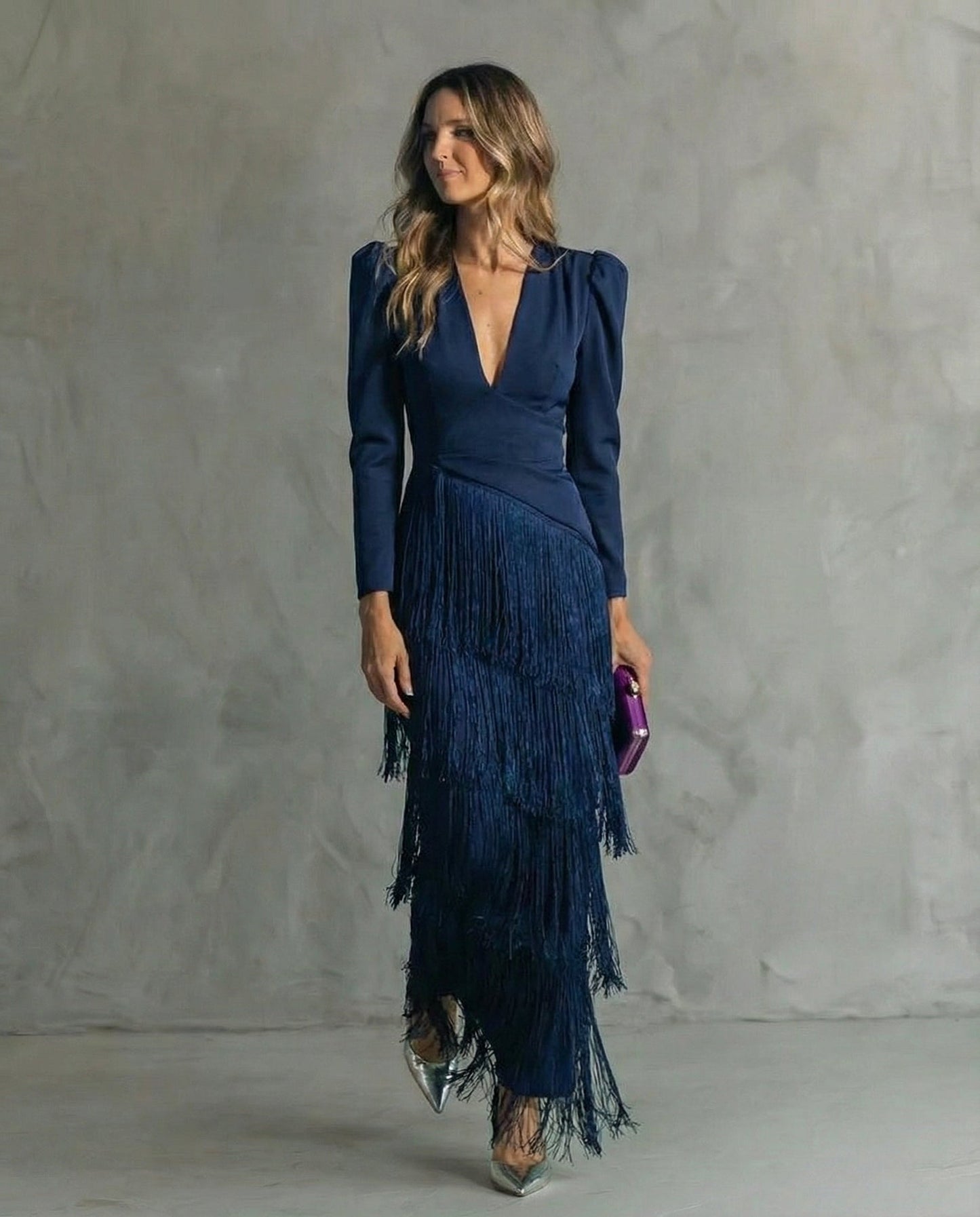 Nipuni  | Fringe Tassel V Neck Maxi Dress