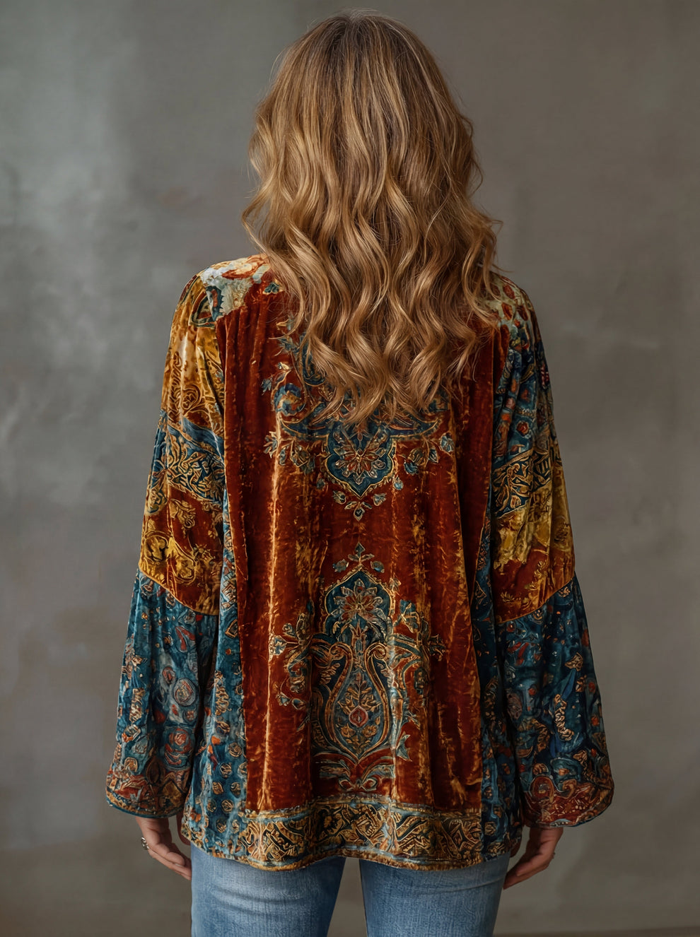 Elyska  | Boho Velvet Kimono Jacket