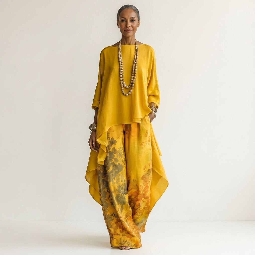 Ainan - Two Piece Asymmetric Tunic Trouser Set