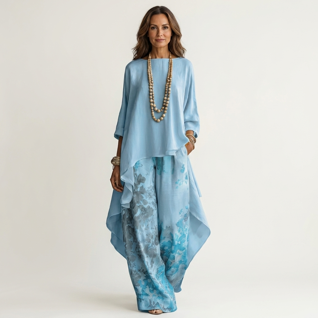 Ainan - Two Piece Asymmetric Tunic Trouser Set