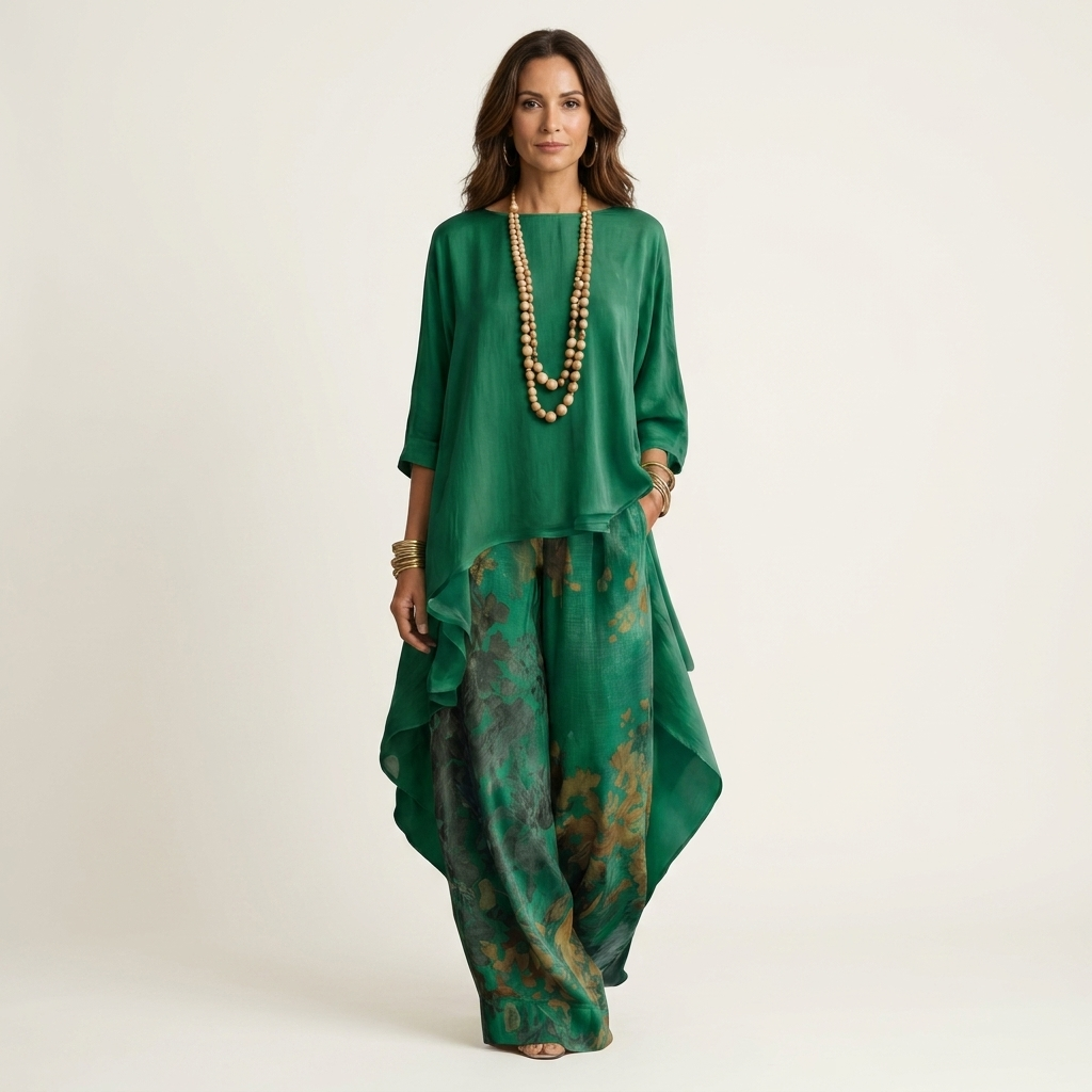 Ainan - Two Piece Asymmetric Tunic Trouser Set
