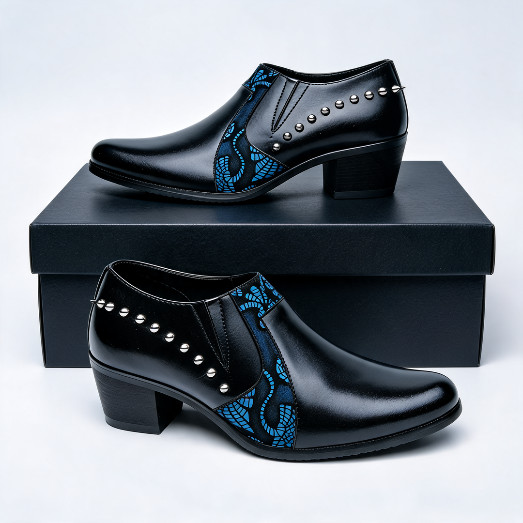 Vanderson | Pointed Toe Studded Block Heel Shoes