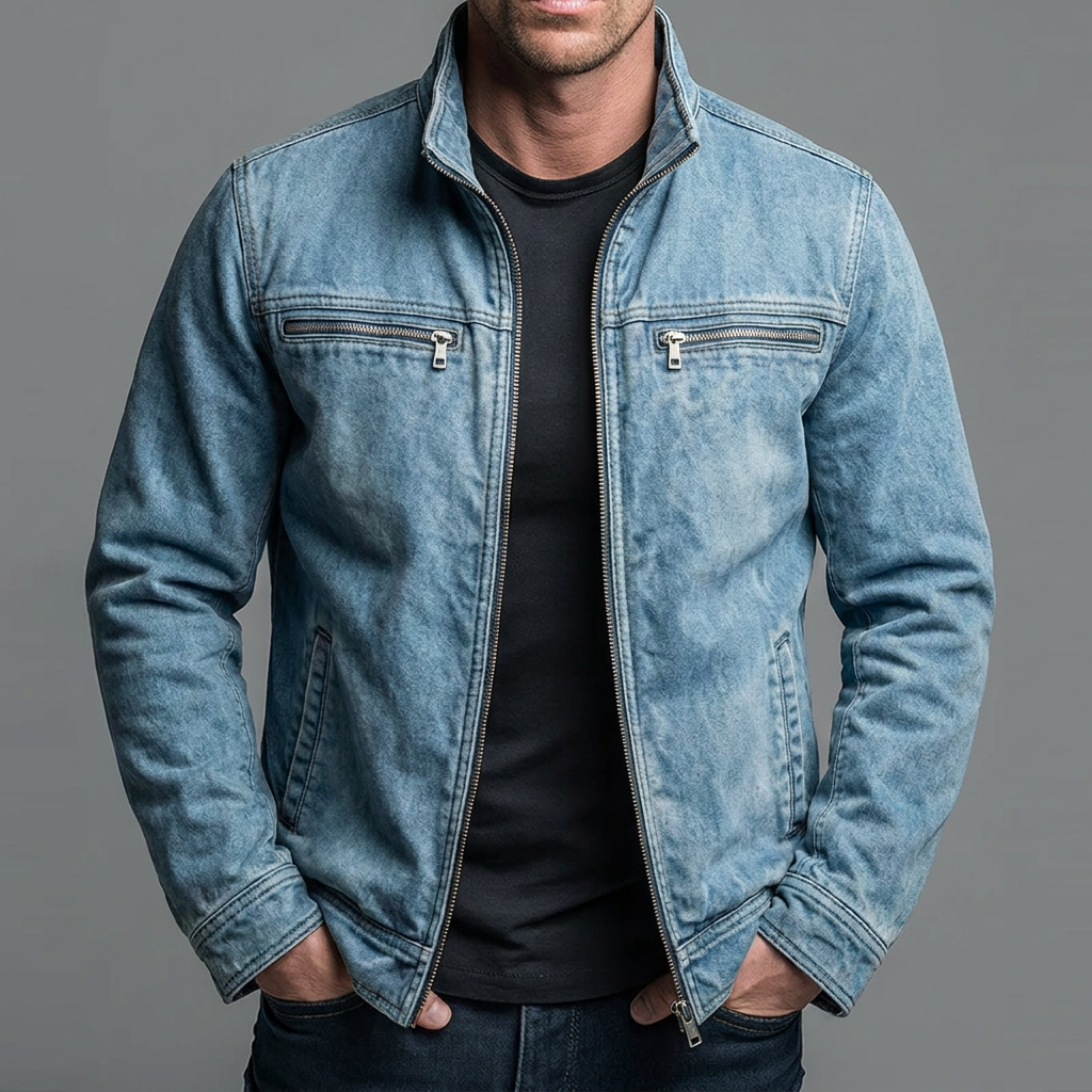 Narick | Denim-Style Jacket with Zip Pockets and Collar