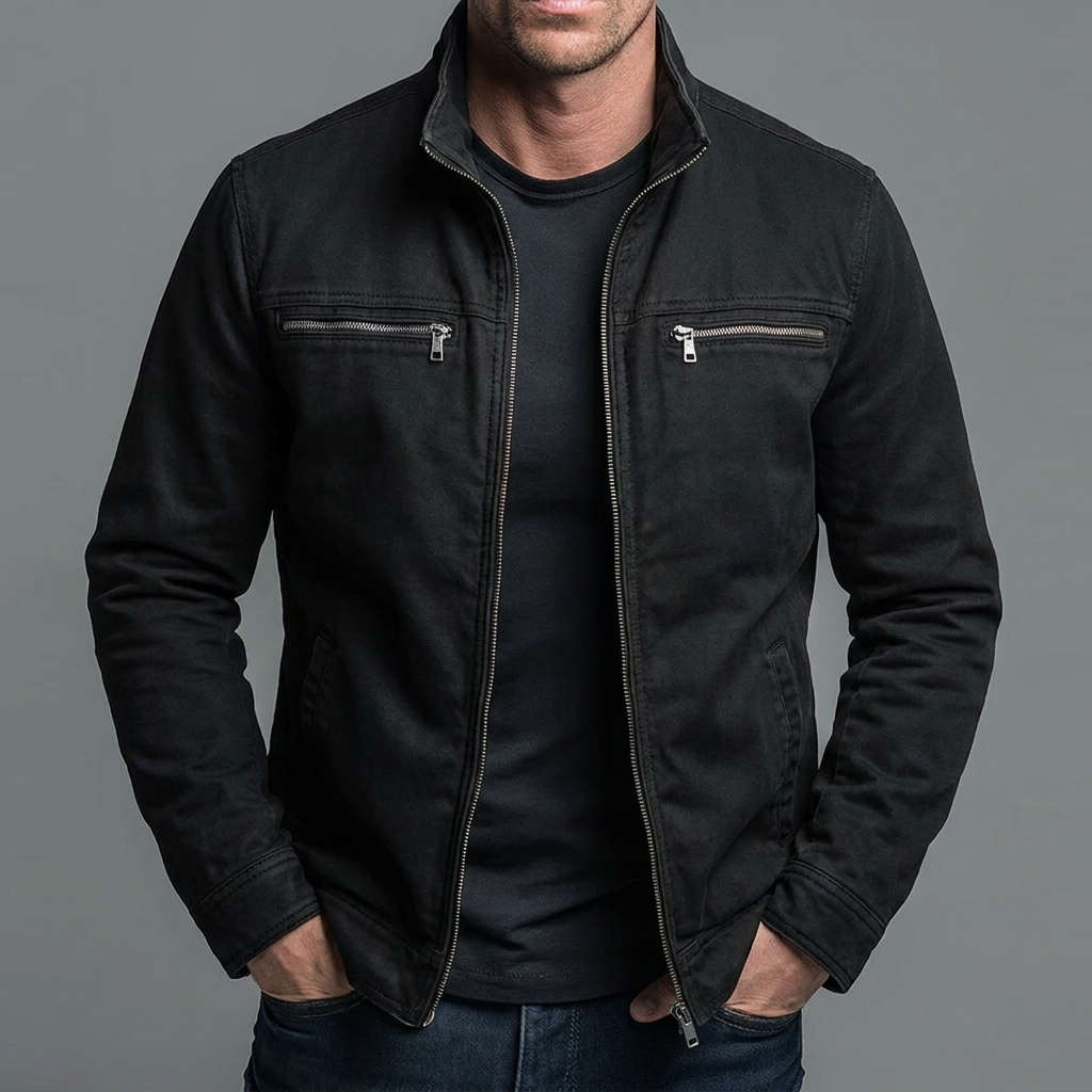 Narick | Denim-Style Jacket with Zip Pockets and Collar