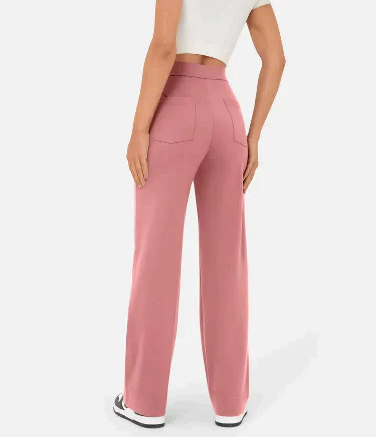 Annabelle | High Waist Wide Leg Trousers with Button Front
