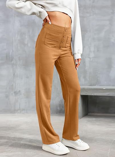Annabelle | High Waist Wide Leg Trousers with Button Front