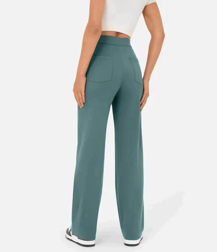 Annabelle | High Waist Wide Leg Trousers with Button Front