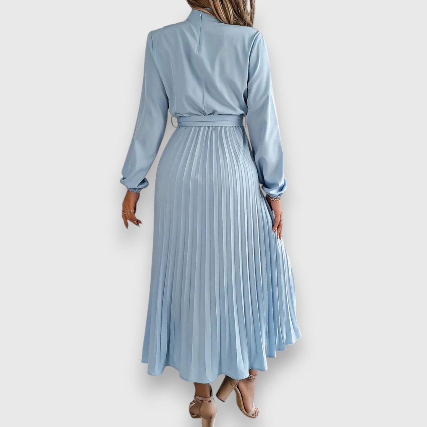 Lisa | Pleated Midi Dress with Tie Waist