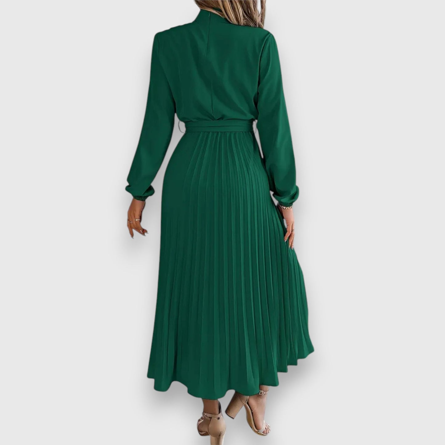 Lisa | Pleated Midi Dress with Tie Waist
