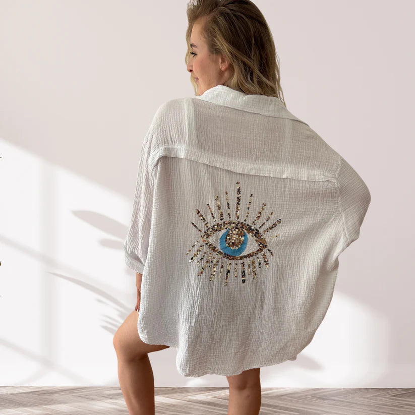 Eliza | Oversized Shirt Eye Print Long Sleeve