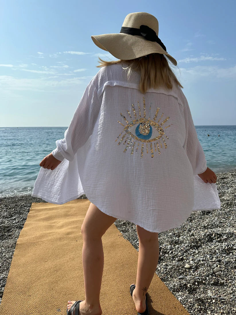 Eliza | Oversized Shirt Eye Print Long Sleeve