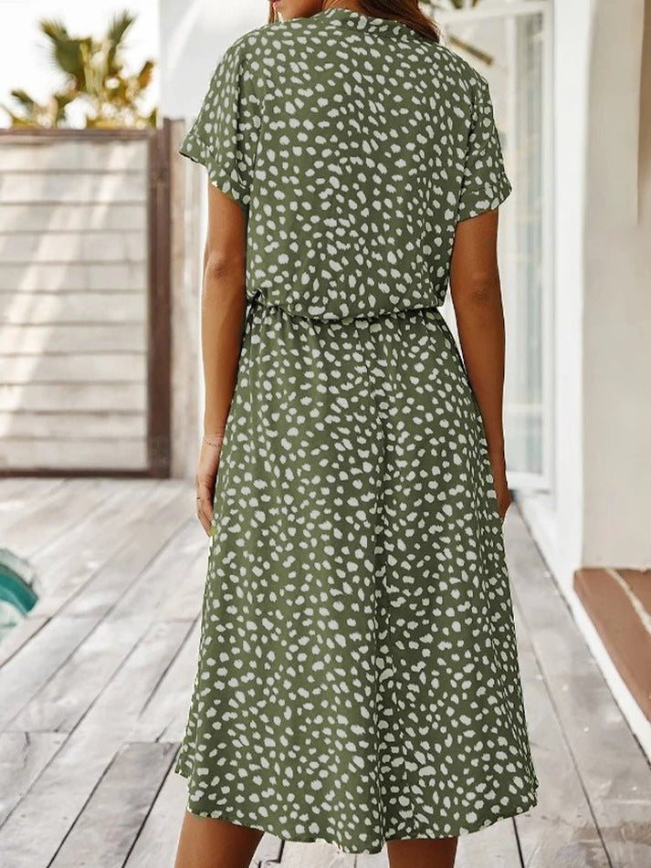 Carine | V Neck Printed Midi Dress