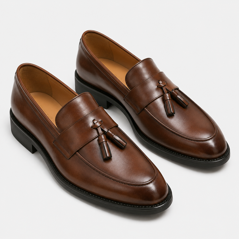 Leonides | Tassel Loafers with Low Block Heels