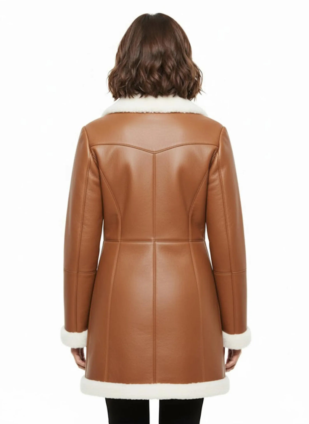 Annemie | Long Sleeve Coat with Cream Lapels