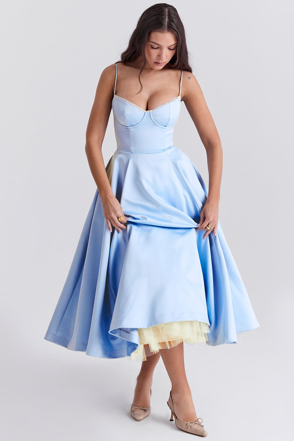 Arestina | Strappy Tulle Midi Dress