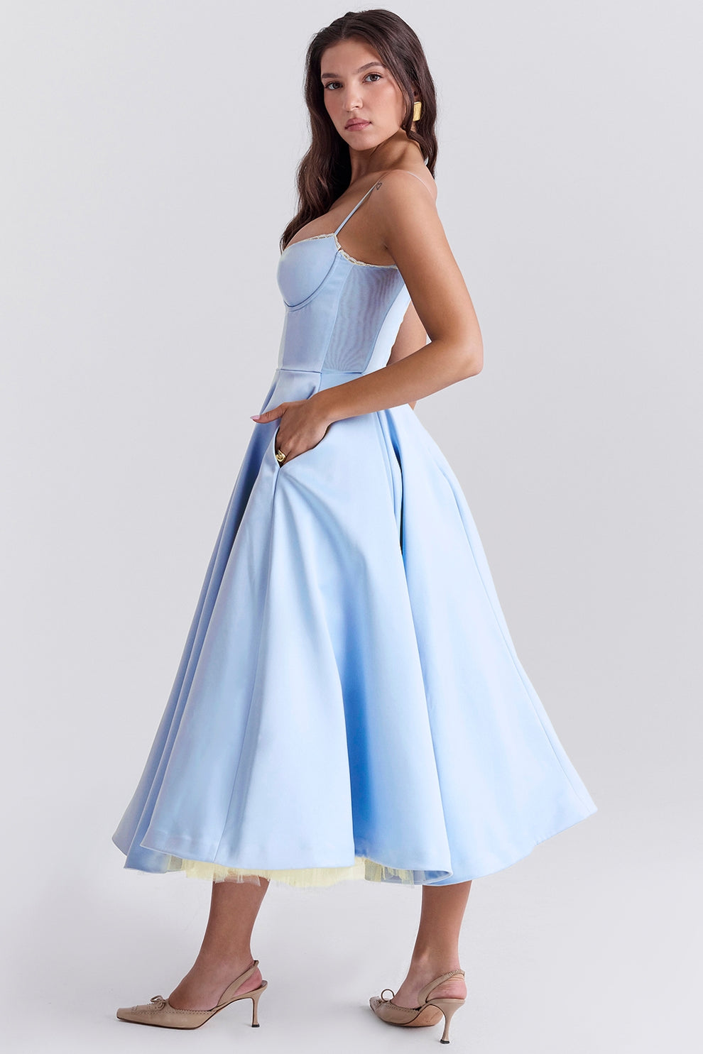 Arestina | Strappy Tulle Midi Dress