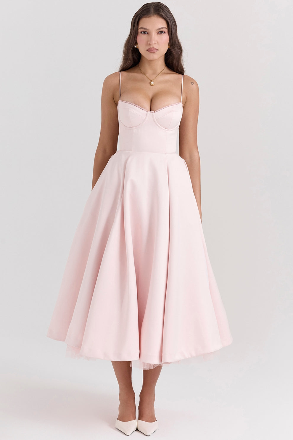 Arestina | Strappy Tulle Midi Dress