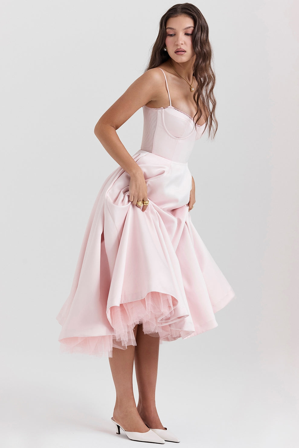 Arestina | Strappy Tulle Midi Dress
