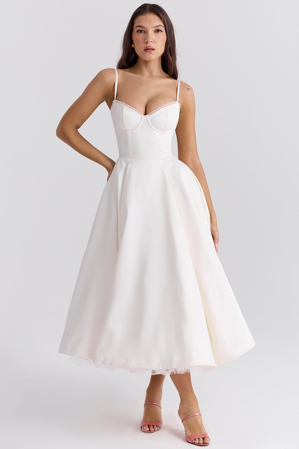 Arestina | Strappy Tulle Midi Dress