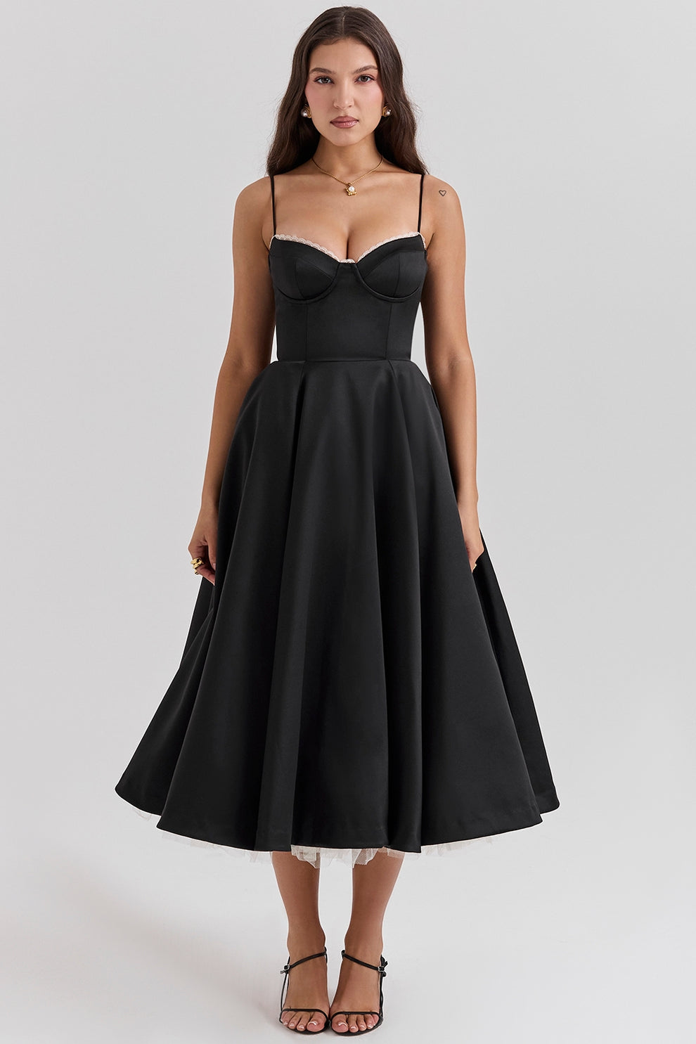 Arestina | Strappy Tulle Midi Dress