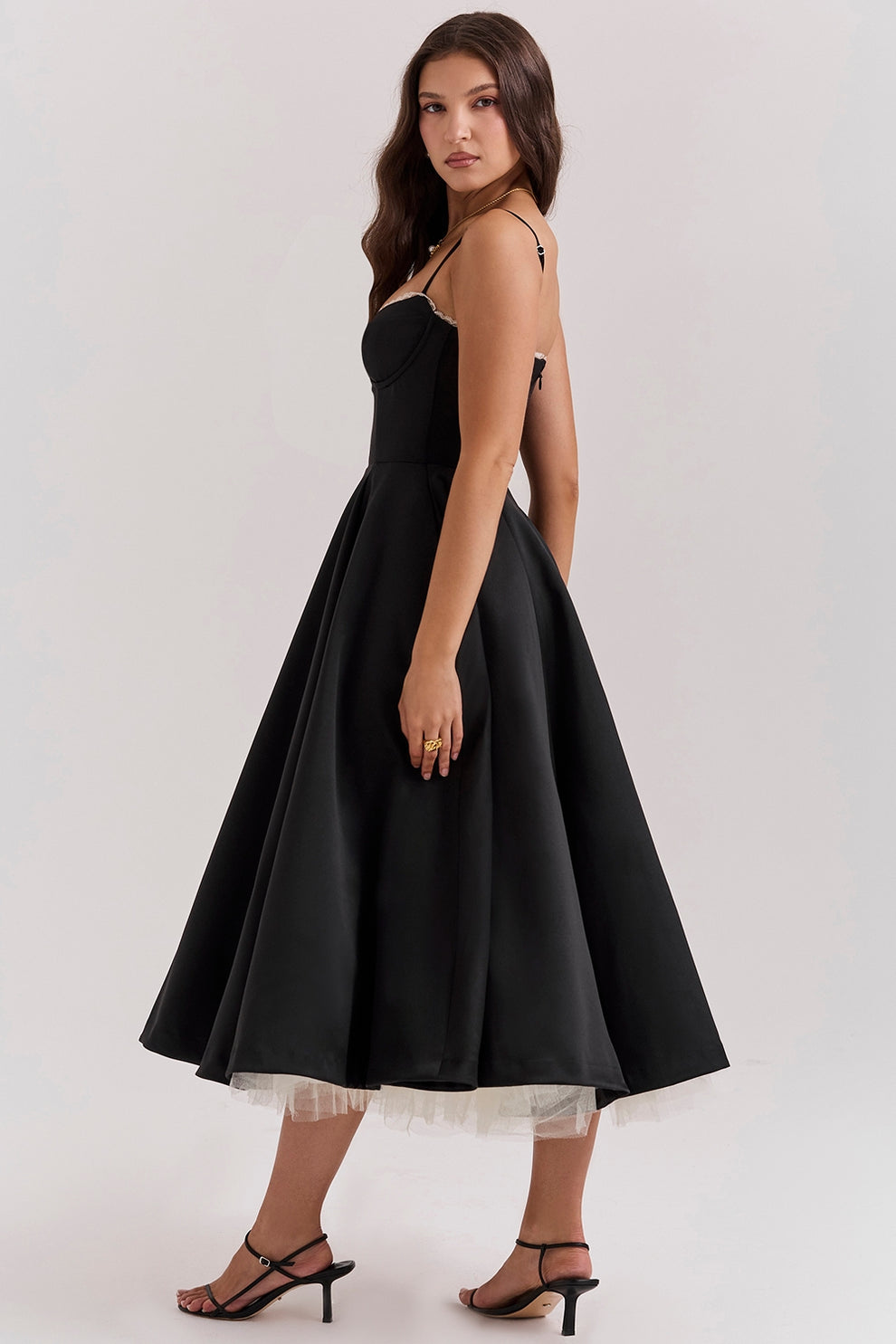 Arestina | Strappy Tulle Midi Dress