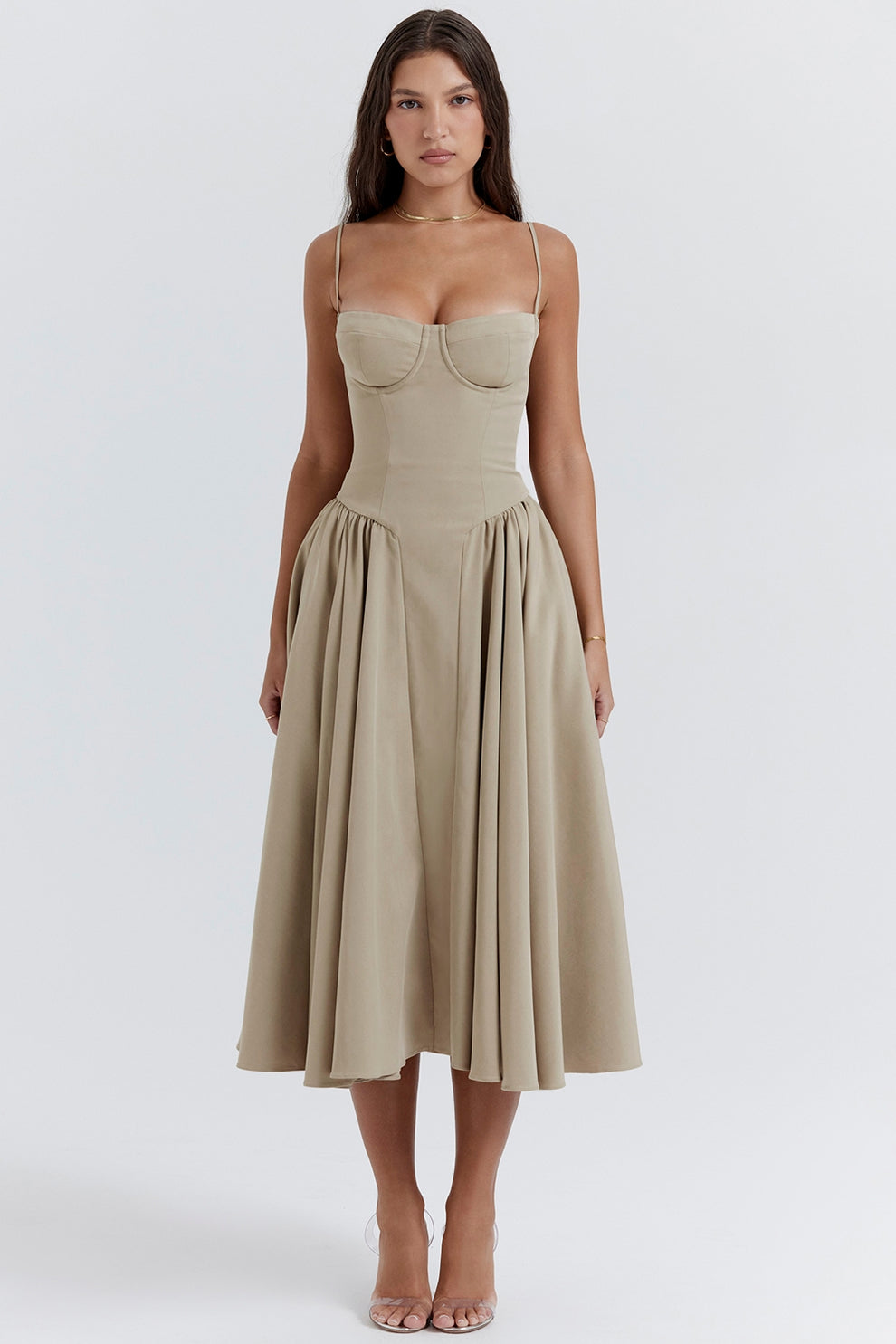 Maissa | Midi Dress with Sweetheart Neckline