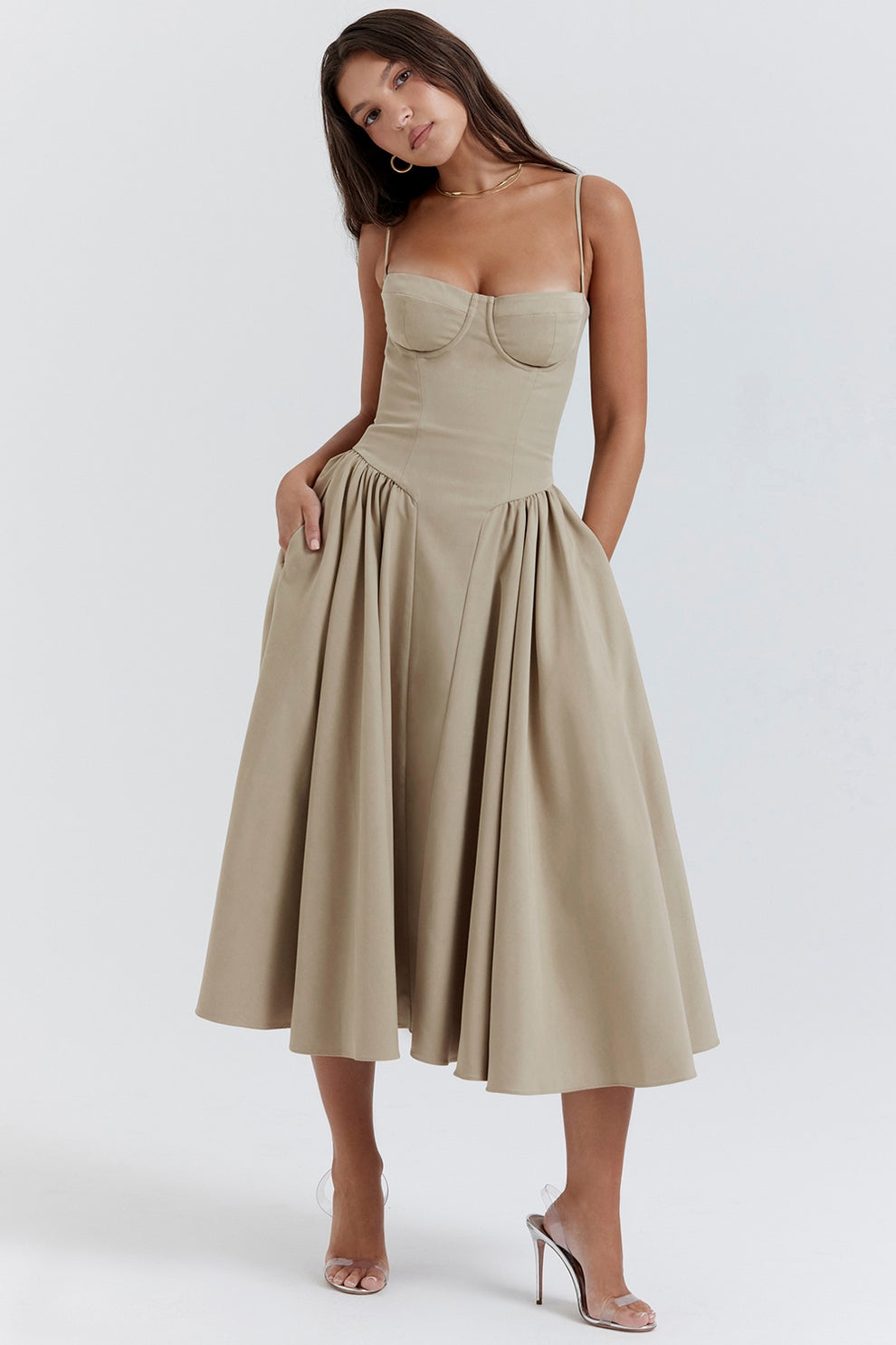 Maissa | Midi Dress with Sweetheart Neckline