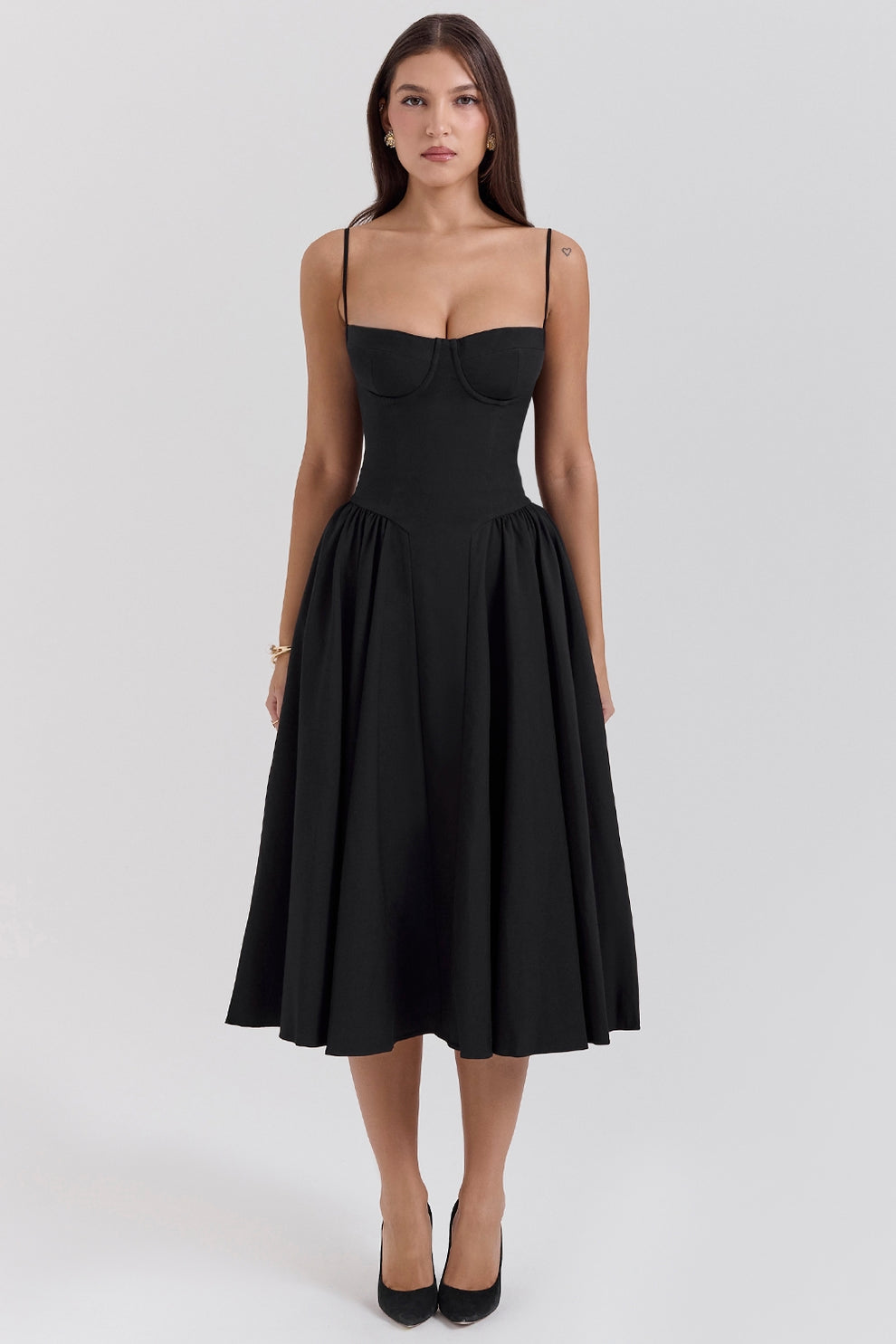 Maissa | Midi Dress with Sweetheart Neckline