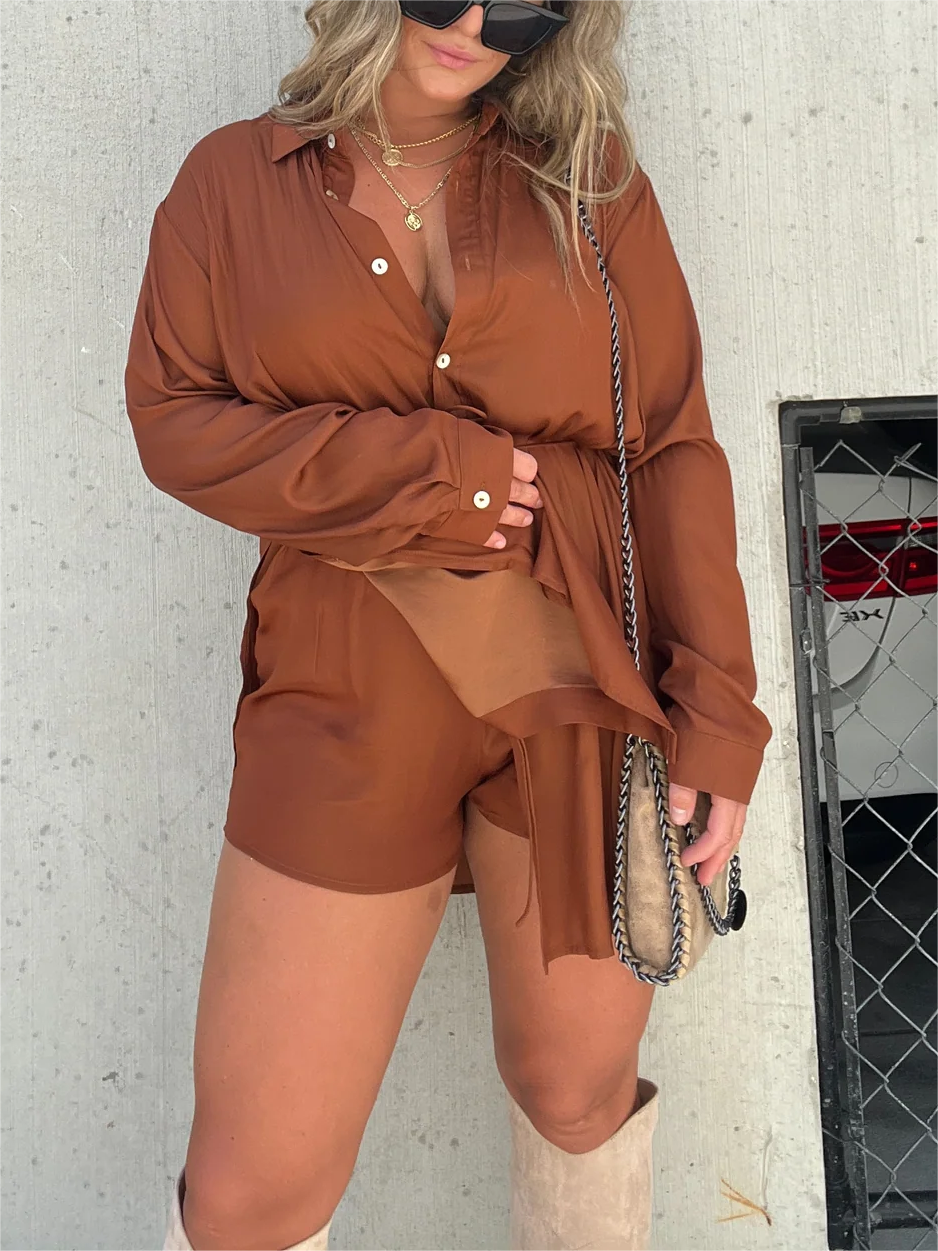 Giulia | Collared Long Sleeve Shirt and Shorts Set