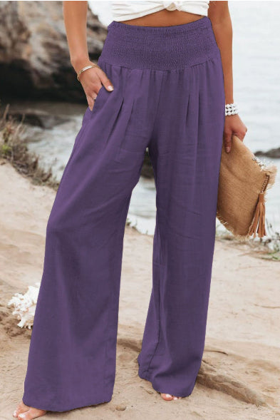 Christine | Wide Leg Trousers with Elastic Waist