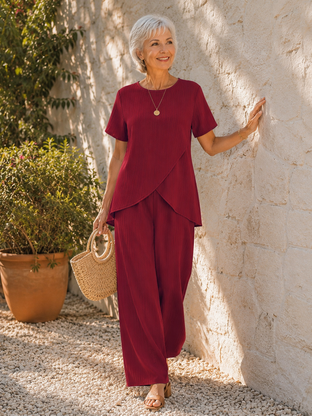 Amyrah - Two Piece Wide Leg Trouser Set