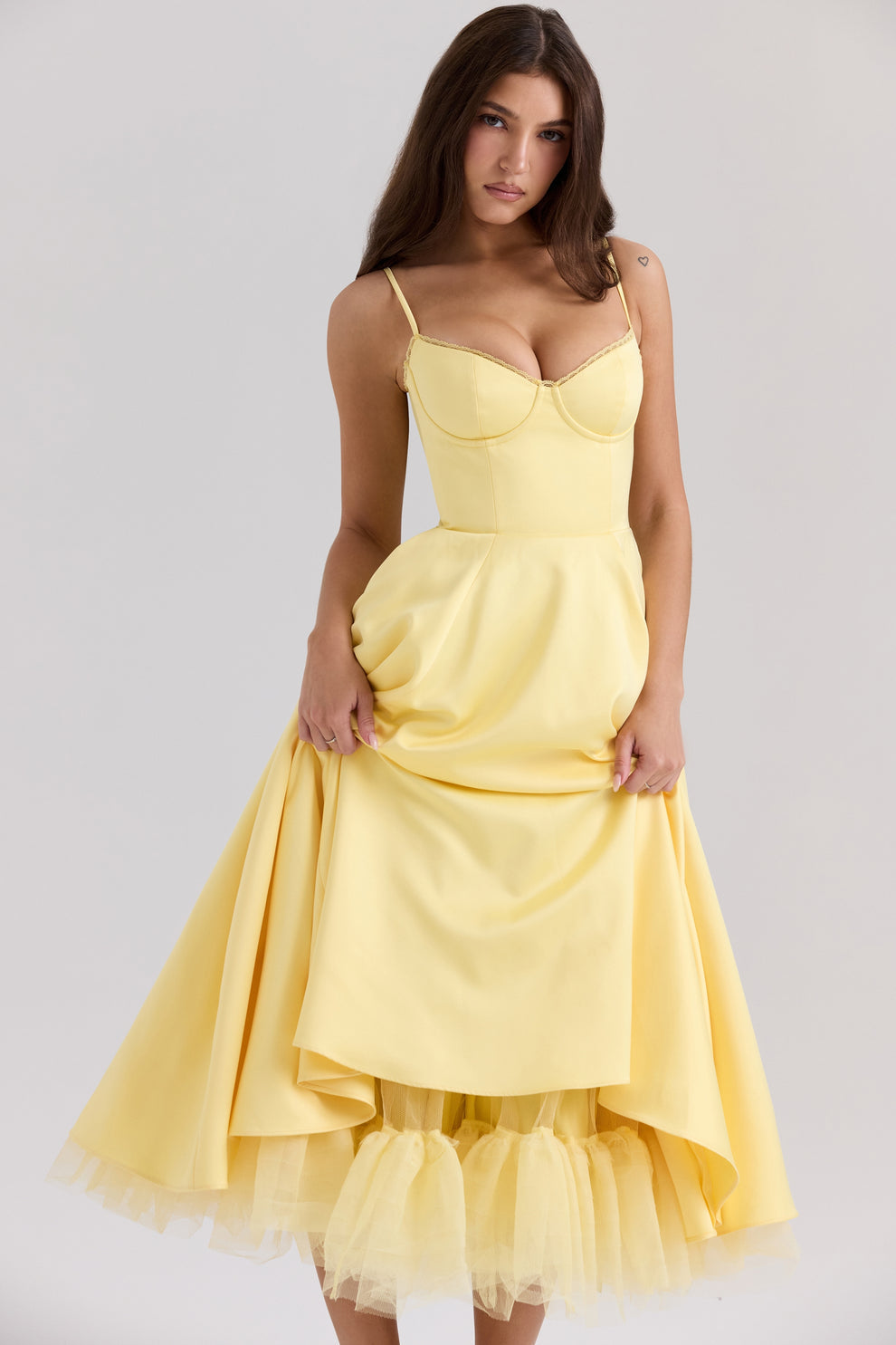Arestina | Strappy Tulle Midi Dress